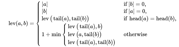 A formula for deriving Levenshtein Distance